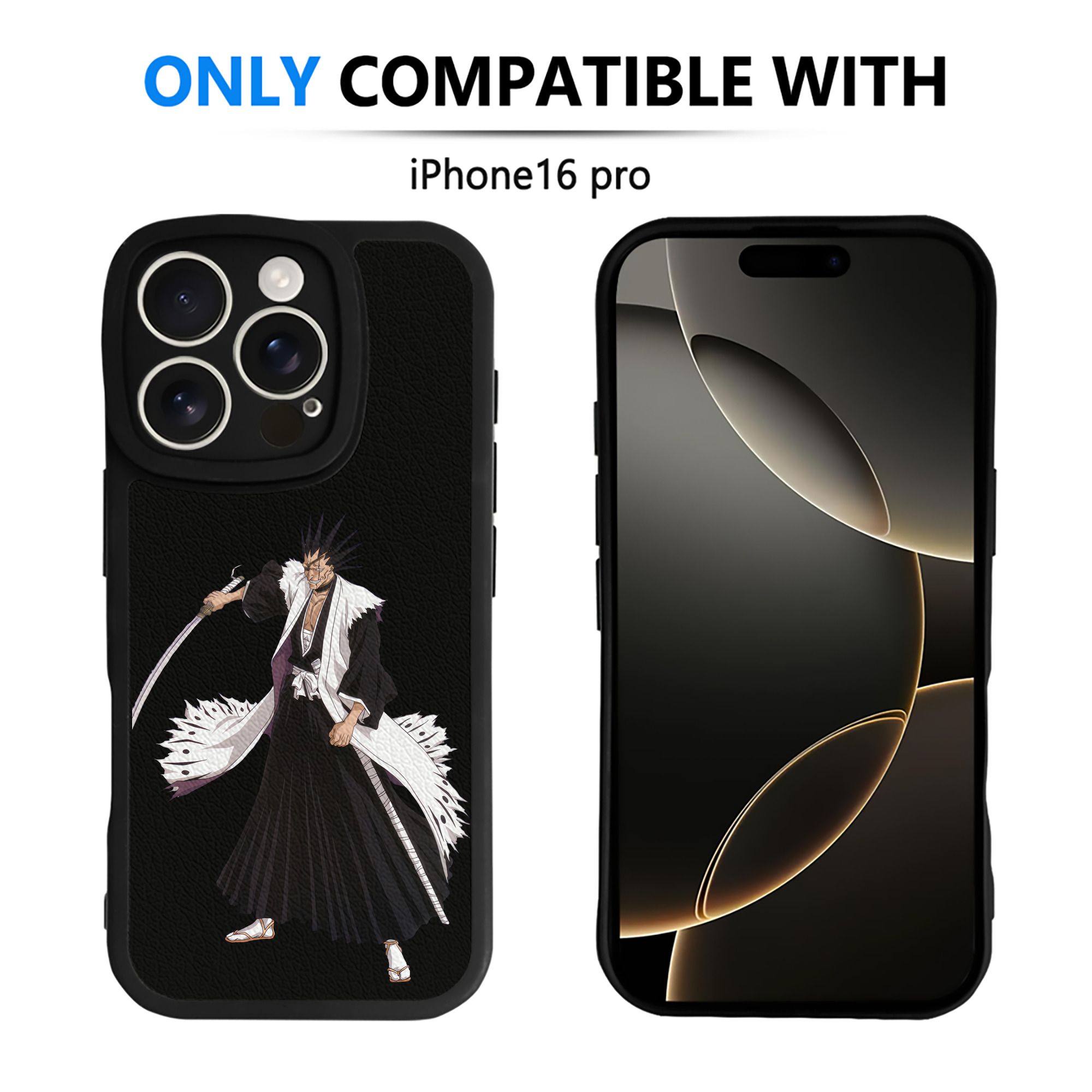 （画像用） ブリーチ ざらき けんぱち BLEACH Zaraki Kenpachi 【iPhone 16シリーズ対応】シリコンスマホケース（レザー調） 材質：シリコン